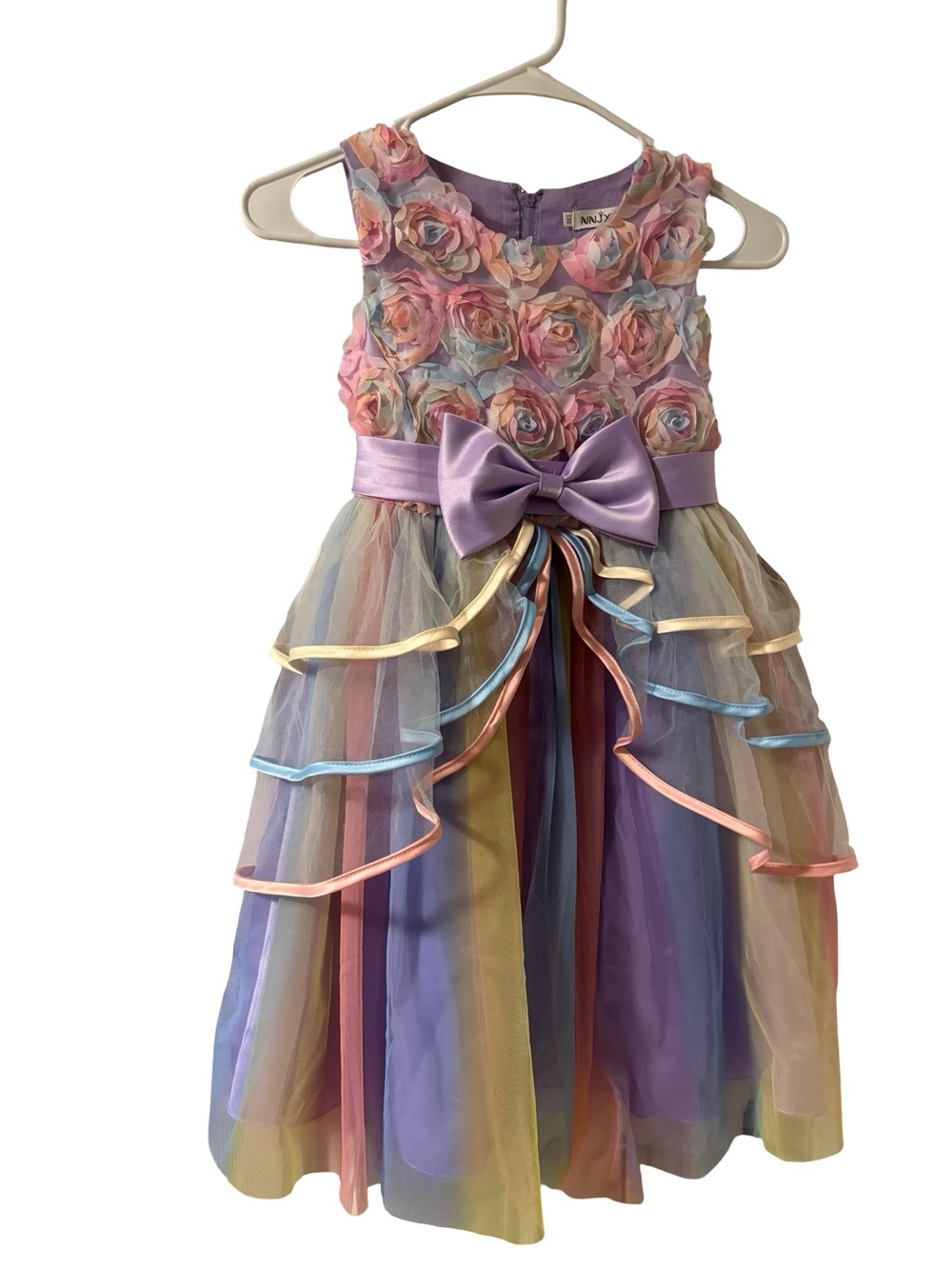 Lavender Viscose Blend Event Pageant Flower Girl  Formal Tulle Lined Dress Sz 10